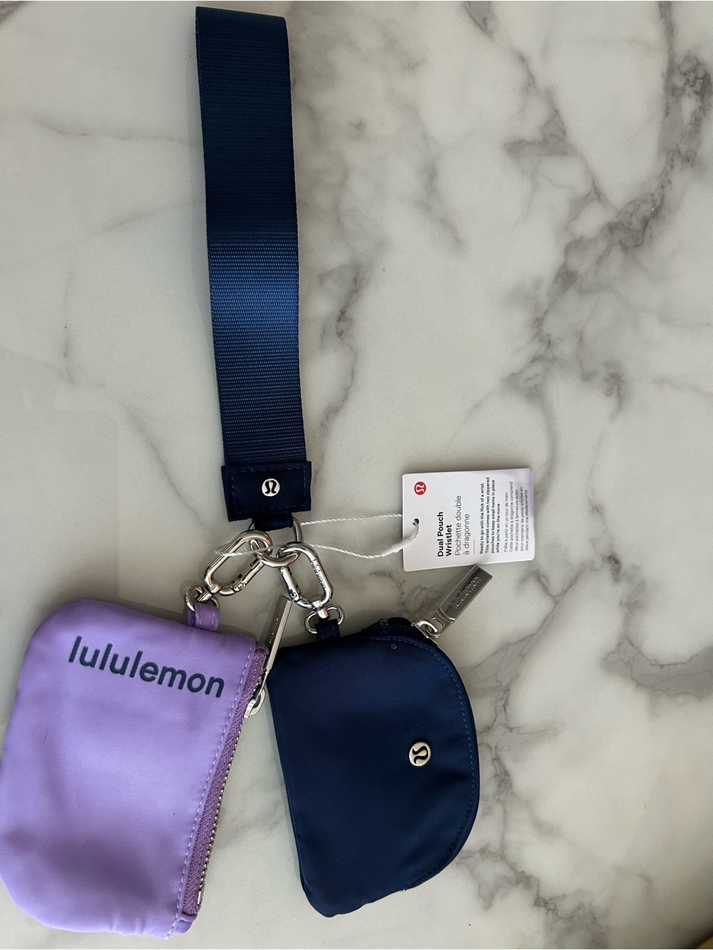 lululemon athletica Lavender and Navy Key Pouch Set with Wrist Strap